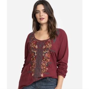 Johnny Was Zaret Embroidered Long Sleeve Top